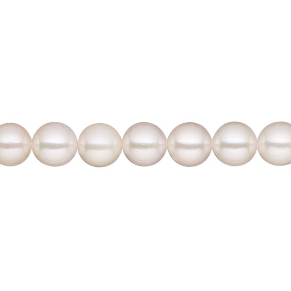 Pearl, cultured saltwater (bleached), white, 6.5-7mm round, A- grade, Mohs hardness 2-1/2 to 4. Sold per 15-1/2" to 16" strand. image number 0