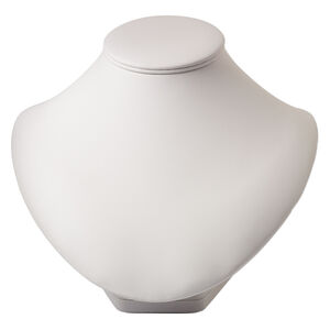 Display, necklace, leatherette, white, 7 x 9 x 8 inches. Sold individually.