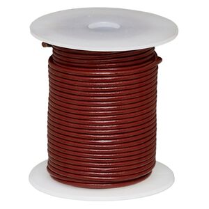 Cord, leather (dyed), rose, 2mm round. Sold per 25-yard spool.