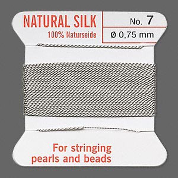 Thread, Griffin, silk, grey, size #7. Sold per 2-meter card (approximately 78 inches). image number 0