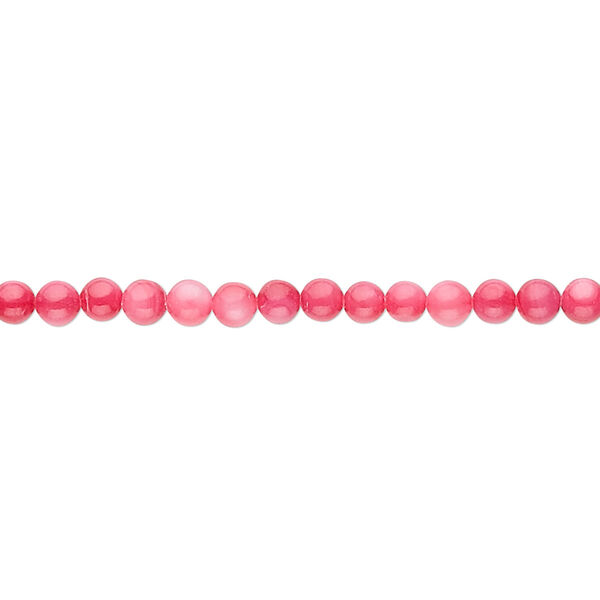 Bead, mother-of-pearl shell (dyed), pink, 3mm round, Mohs hardness 3-1/2. Sold per 15" to 16" strand. image number 0