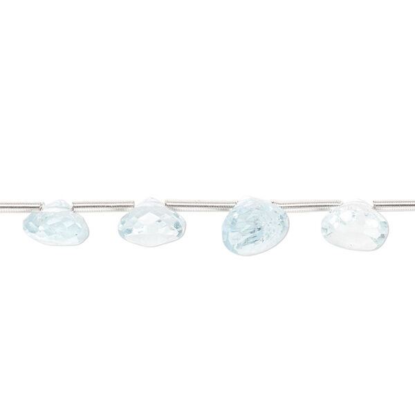 Sky blue topaz 1pkg19, hand-cut top-drilled micro-faceted teardrop bead B+ grade, 6x5mm-7x6mm image number 0