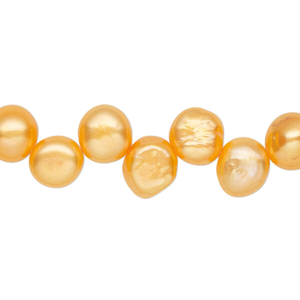 Pearl, cultured freshwater (dyed), carrot, 7-9mm top-drilled flat-sided potato with 0.4-0.5mm hole, D grade, Mohs hardness 2-1/2 to 4. Sold per 14-inch strand. image number 0