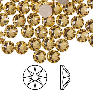 Flat back 144pk dark jonquil foil back, Crystal Passions® Regenerated 6.32-6.5mm rose round SS30 2088