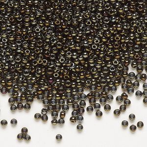 Seed bead, Preciosa Ornela Czech glass, pkg/50g, #11 rocaille, opaque brown iris black, (59115).