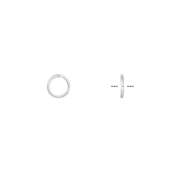 Jump ring, sterling silver, 6mm round square wire, 4.5mm inside diameter, 22 gauge. Sold per pkg of 20. image number 0