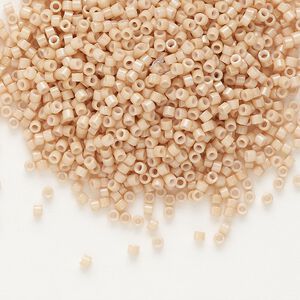 Seed bead, Delica®, glass, pkg/7.5g, #11 round, opaque gold luster tan (DB-0208).