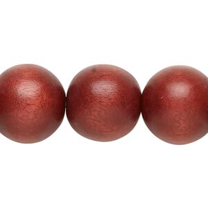 Bead, Taiwanese cheesewood (dyed / waxed), rust brown, 15-16mm round. Sold per 15-1/2" to 16" strand.