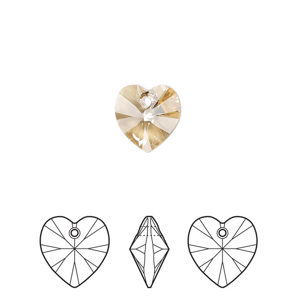 Drop 24pk crystal golden shadow, Crystal Passions® 10mm pendant heart 6228 image number 0