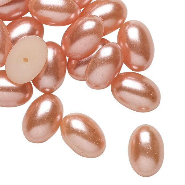 Cabochon, acrylic pearl, dark pink, 14x9mm non-calibrated half-drilled oval. Sold per pkg of 24. image number 0