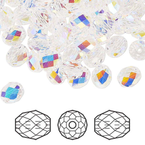 Bead 288pk crystal AB, Swarovski® 7x6mm olive briolette 5044 image number 0