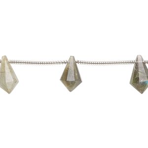 Labradorite 1pkg10, hand-cut top-drilled faceted point bead natural 10x5mm-12x6mm