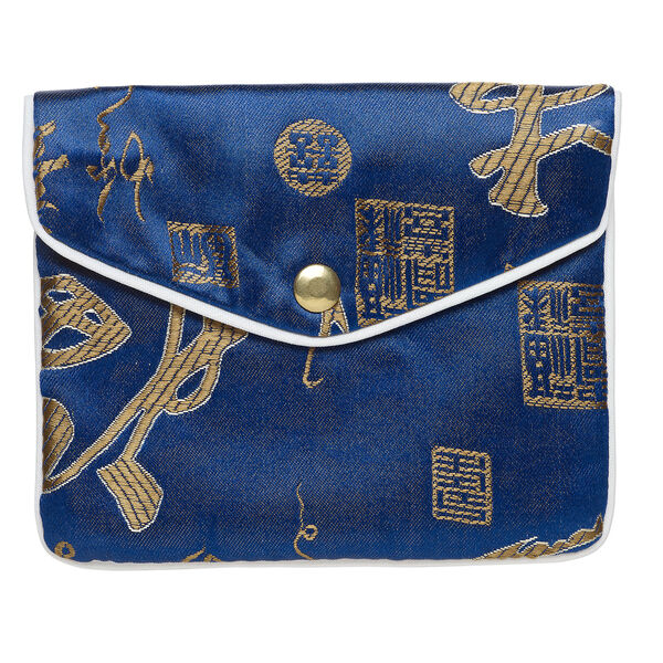 Pouch 1pkg3 silver-finished steel and rayon fabric, multicolored, 4.75x4-inch brocade. image number 3