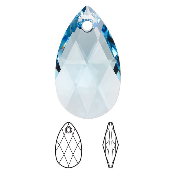Drop 1pk aquamarine, Crystal Passions® 28x17mm pendant pear 6106 image number 0