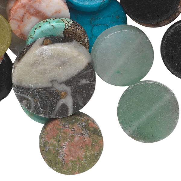 Multi-gemstone / glass 1pkg100, flat round bead mix 10-21mm image number 0