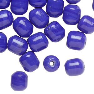 Bead, glass, opaque cobalt blue, 10x8mm drum. Sold per 2-ounce pkg, approximately 55 beads.