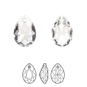 Drop 2pk crystal, Crystal Passions® 16x11mm pendant pear cut 6433