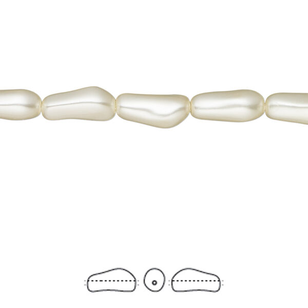 Pearl 10pk cream, Crystal Passions® 10x4mm baroque elongated 5844 image number 0