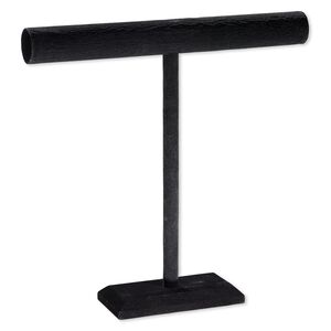 Display, necklace, velveteen and wood, black, 17 x 16-1/2 x 4 inches with 2-inch bar. Sold individually.