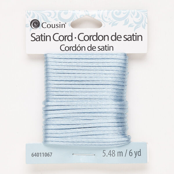 Cord, satin, slate blue, 2mm round. Sold per 6-yard pkg. image number 0