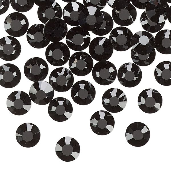Flat back, Dance With Me™ crystal rhinestone, jet, foil back, 6.32-6.5mm rose, SS30. Sold per pkg of 48. image number 0