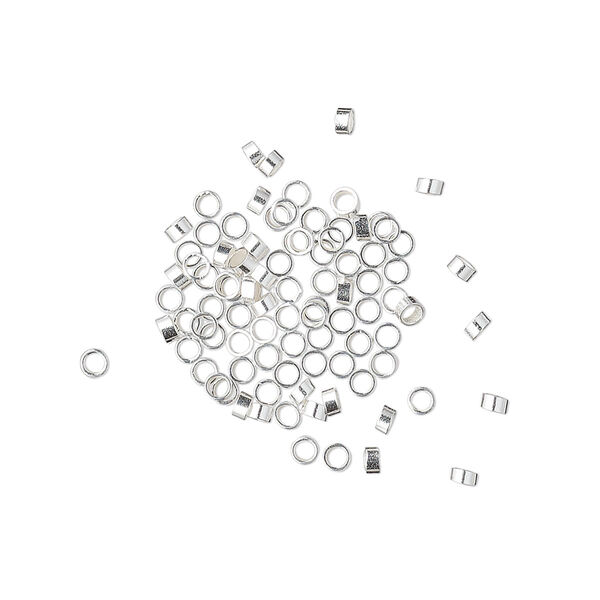 Crimp, sterling silver, 2x1mm cut tube with heavy wall, 1mm inside diameter. Sold per pkg of 100. image number 0