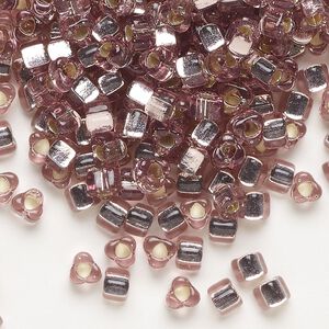 Seed bead, Miyuki, glass, silver-lined translucent lilac, (TR1804), #5 triangle. Sold per 250-gram pkg.
