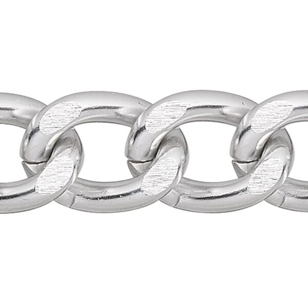 Chain 1pkg1 curb, 8mm, aluminum / anodized silver 5 foot unfinished image number 0