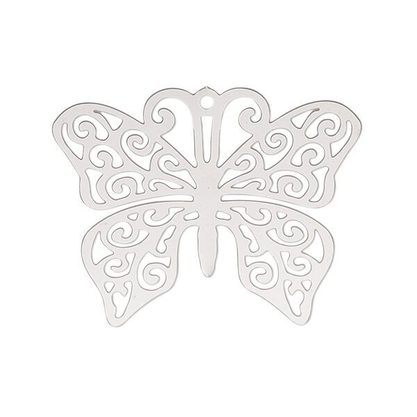 Focal, Lazer Lace&trade;, stainless steel, 32x25mm double-sided butterfly. Sold per pkg of 2. image number 0
