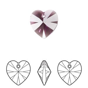 Drop 144pk amethyst, Swarovski® 14mm pendant heart 6228