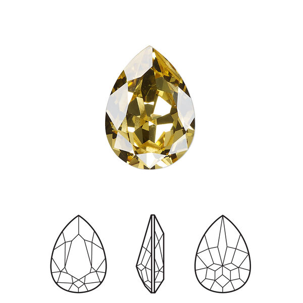 Fancy stone 1pk dark jonquil foil back, Crystal Passions® 18x13mm pear 4320 image number 0