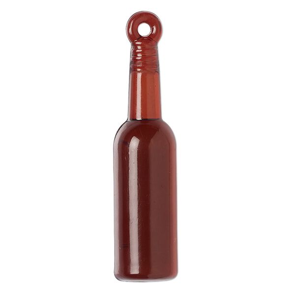 Focal, acrylic, transparent brown, 37x9.5mm 3D bottle. Sold per pkg of 2. image number 0