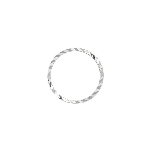 Component, silver-plated brass, 16mm single-sided diamond-cut open round, 1mm thick. Sold per pkg of 100. image number 0