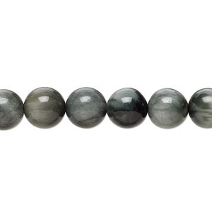 Cat's eye quartz 1pkg1, round bead natural 15.5-16 inch 8mm