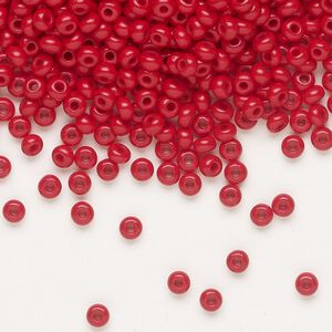 Seed bead, Preciosa Ornela Czech glass, pkg/500g, #8 rocaille, opaque ruby red, (93210).