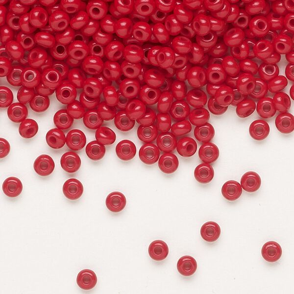 Seed bead, Preciosa Ornela Czech glass, pkg/500g, #8 rocaille, opaque ruby red, (93210). image number 0