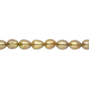 Pearl, cultured freshwater (dyed), olive green, 5x3mm-6x4mm rice with 0.4-0.6mm hole, D grade, Mohs hardness 2-1/2 to 4. Sold per 15-inch strand.
