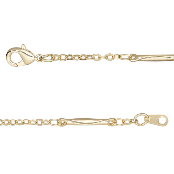Chain, gold-finished brass, 2mm bar and link, 18 inches with lobster claw clasp. Sold individually. image number 0
