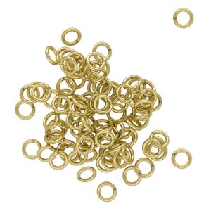 Jump ring, brass, 4.5mm soldered round, 2.9mm inside diameter, 20 gauge. Sold per pkg of 100.