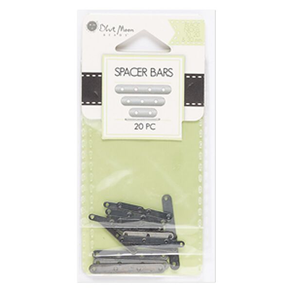 Spacer bar mix, gunmetal-finished steel, 10x0.5mm / 18x0.5mm / 27x0.5mm rounded rectangle, fits up to 7mm and 8mm beads. Sold per pkg of 20. image number 0