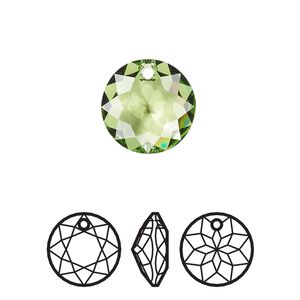 Drop 24pk peridot, Swarovski® 14mm pendant classic cut 6430