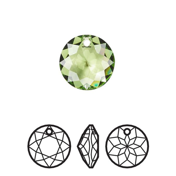 Drop 24pk peridot, Swarovski® 14mm pendant classic cut 6430 image number 0
