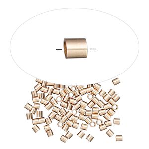 Crimp, 14Kt rose gold-filled, 2x2mm tube, 1.4mm inside diameter. Sold per pkg of 100.