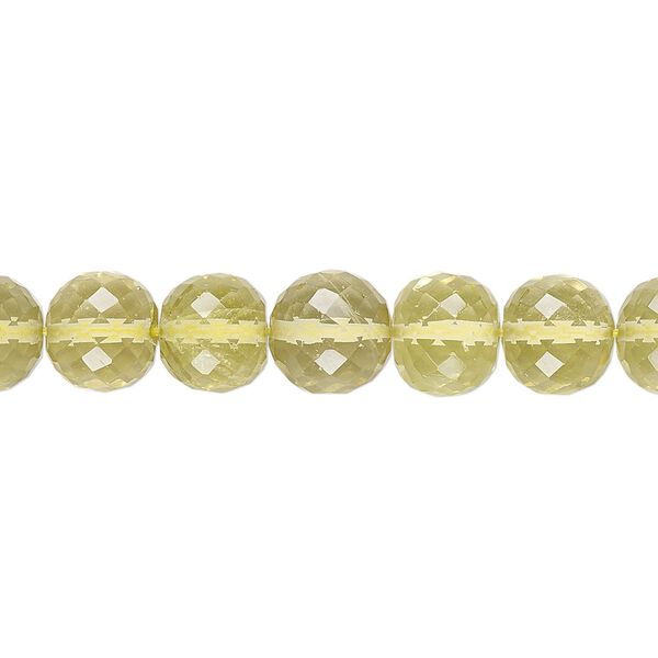 Lemon quartz 1pkg1, hand-cut faceted round bead 8 inch 8-9mm image number 0