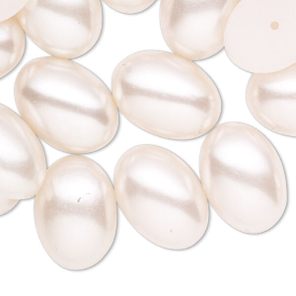 Cabochon, vintage Korean acrylic pearl, opaque light pink, 18x13mm half-drilled non-calibrated oval. Sold per pkg of 24. image number 0