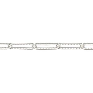 Chain 1pkg1 sterling silver paperclip, 3.9mm textured, 5 foot unfinished