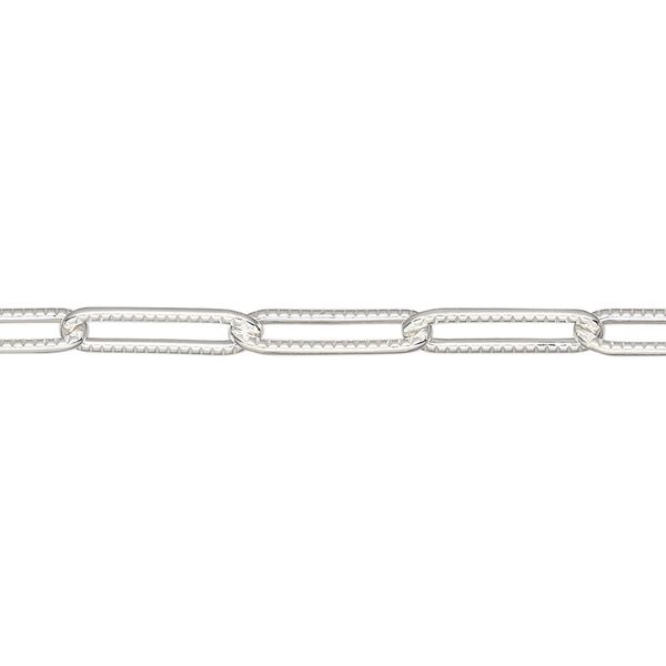Chain, sterling silver, 3.9mm textured paperclip. Sold per pkg of 5 feet. image number 0