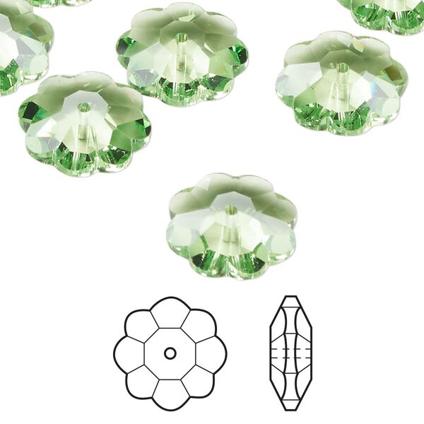 Margarita flower 12pk peridot, Crystal Passions® Regenerated 14mm 3700 image number 0