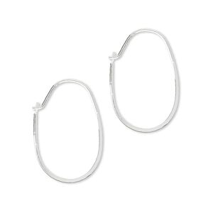 Earring hoop 1pkg10 sterling silver, 21mm flat wire oval, 21 gauge 5 pair