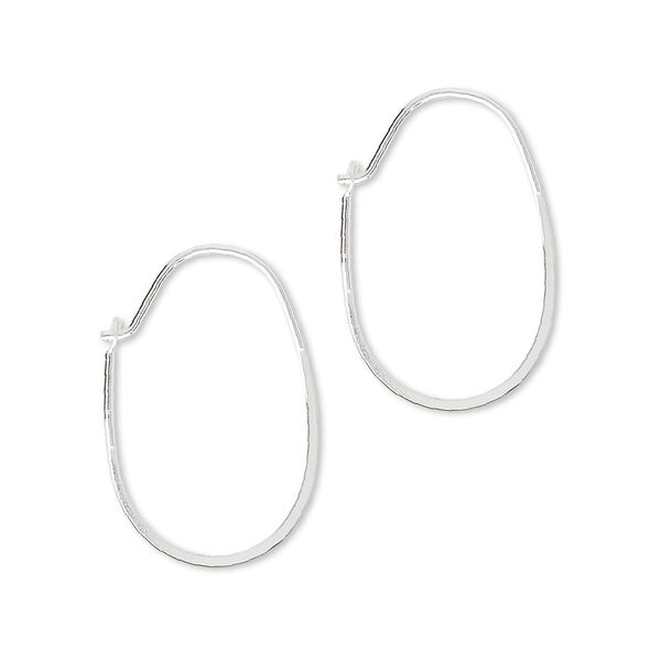 Earring hoop 1pkg10 sterling silver, 21mm flat wire oval, 21 gauge 5 pair image number 0